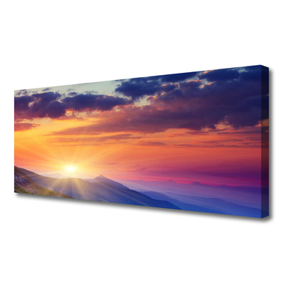 Canvas Wall art Sun mountains landscape multi