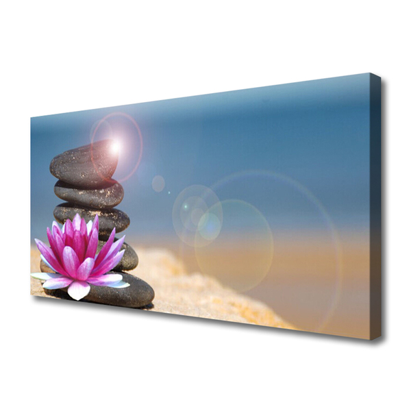 Canvas Wall art Stones flower art red white black