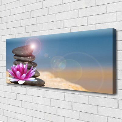 Canvas Wall art Stones flower art red white black