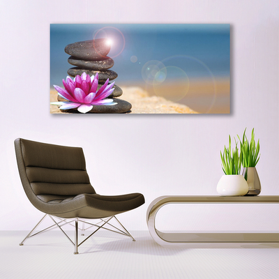 Canvas Wall art Stones flower art red white black