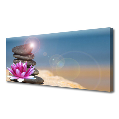 Canvas Wall art Stones flower art red white black