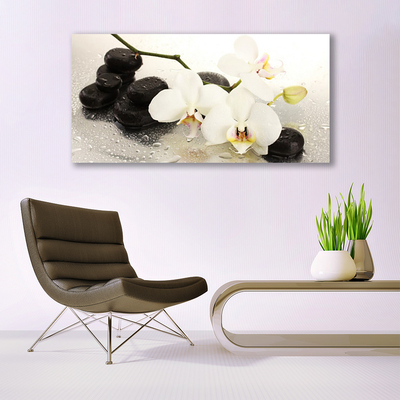 Canvas Wall art Flower stones art white black