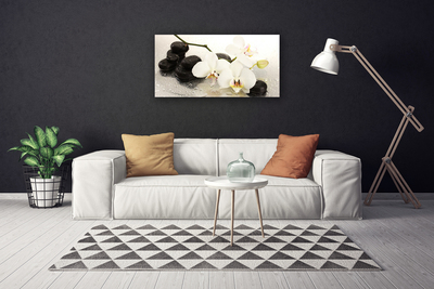 Canvas Wall art Flower stones art white black