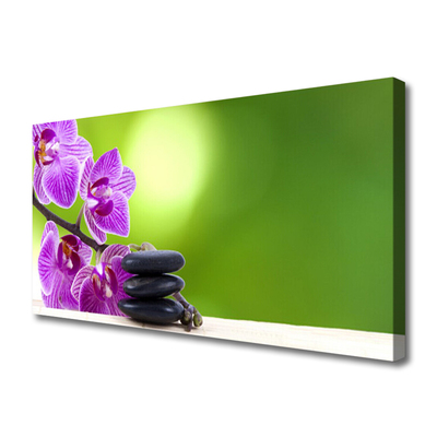 Canvas Wall art Flower stones floral pink black