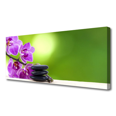 Canvas Wall art Flower stones floral pink black