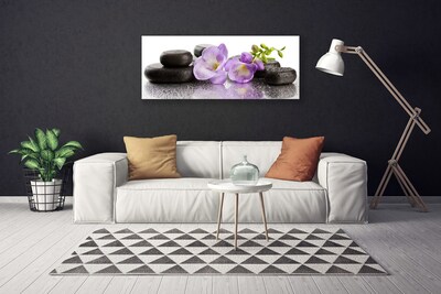 Canvas Wall art Flower stones art pink black