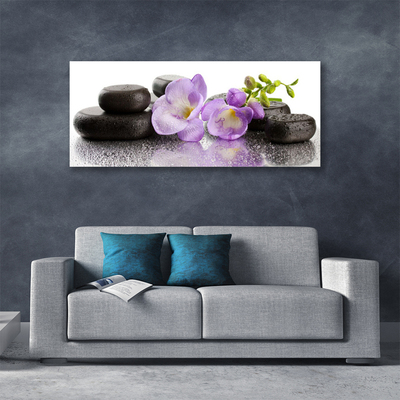 Canvas Wall art Flower stones art pink black