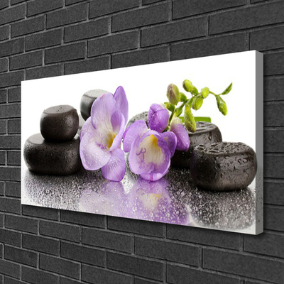 Canvas Wall art Flower stones art pink black