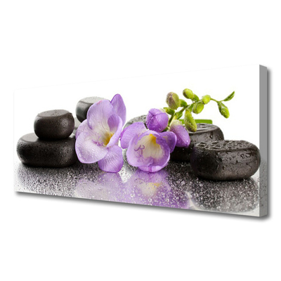 Canvas Wall art Flower stones art pink black