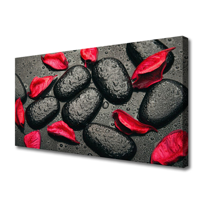 Canvas Wall art Petals stones art red grey
