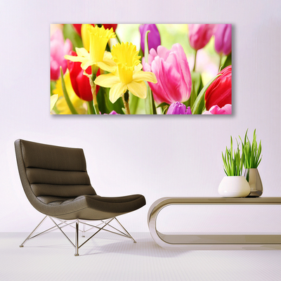 Canvas Wall art Flowers floral red yellow green