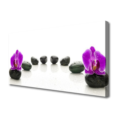 Canvas Wall art Flower stones art pink black