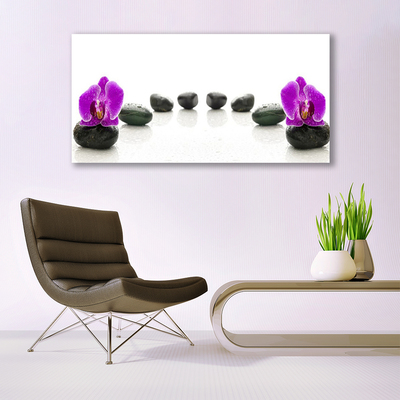 Canvas Wall art Flower stones art pink black