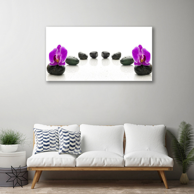 Canvas Wall art Flower stones art pink black