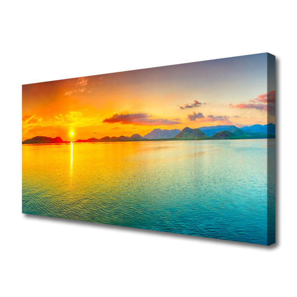 Canvas Wall art Sea sun landscape blue yellow