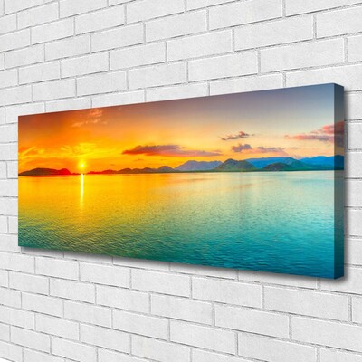 Canvas Wall art Sea sun landscape blue yellow