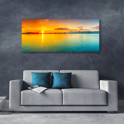 Canvas Wall art Sea sun landscape blue yellow