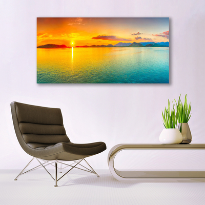 Canvas Wall art Sea sun landscape blue yellow