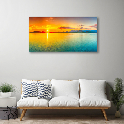 Canvas Wall art Sea sun landscape blue yellow