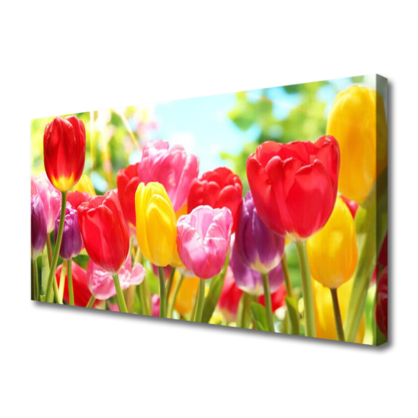 Canvas Wall art Tulips floral red yellow