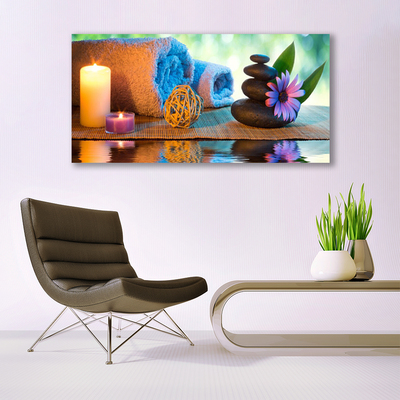 Canvas Wall art Candles stones flower art yellow black purple grey