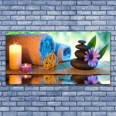 Canvas Wall art Candles stones flower art yellow black purple grey