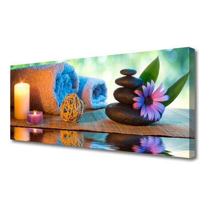 Canvas Wall art Candles stones flower art yellow black purple grey