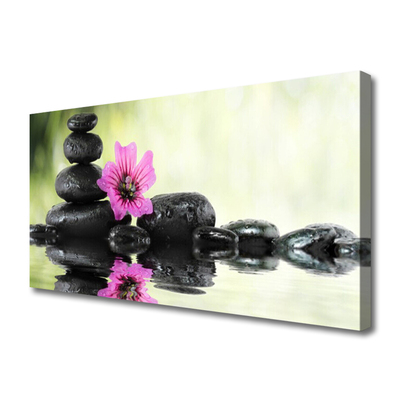 Canvas Wall art Flower stones art pink black