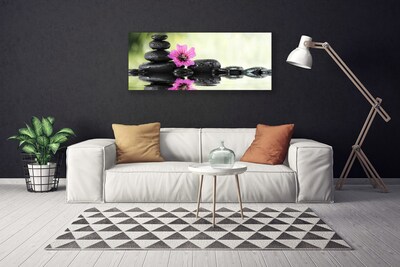 Canvas Wall art Flower stones art pink black