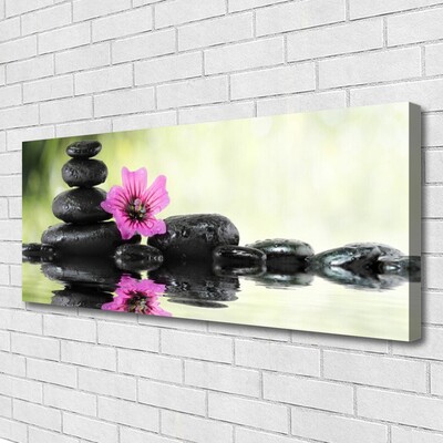 Canvas Wall art Flower stones art pink black