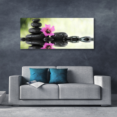 Canvas Wall art Flower stones art pink black