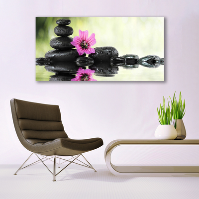 Canvas Wall art Flower stones art pink black