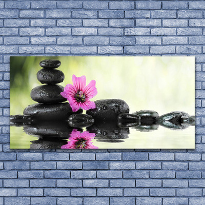 Canvas Wall art Flower stones art pink black