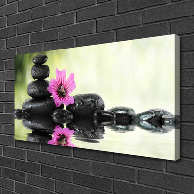 Canvas Wall art Flower stones art pink black