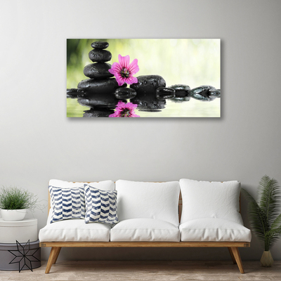 Canvas Wall art Flower stones art pink black