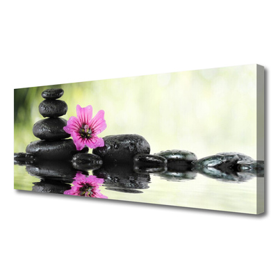 Canvas Wall art Flower stones art pink black