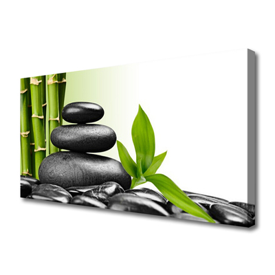 Canvas Wall art Bamboo stalks stones art green black