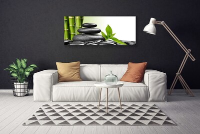 Canvas Wall art Bamboo stalks stones art green black