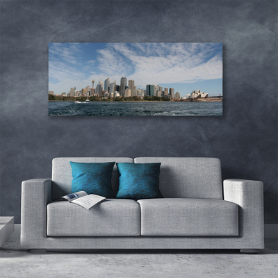 Canvas Wall art City sea houses grey blue