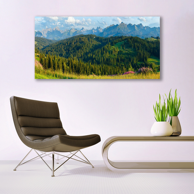 Canvas Wall art Mountain forest nature green