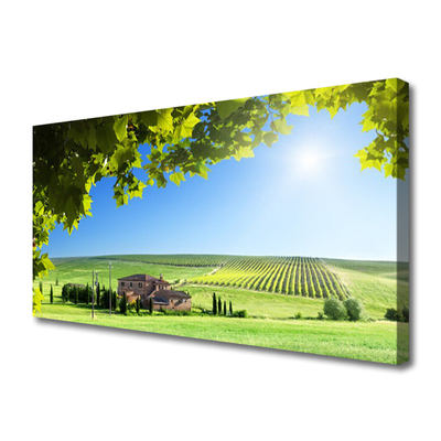 Canvas Wall art Field leaves landscape green brown