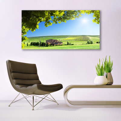 Canvas Wall art Field leaves landscape green brown