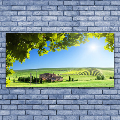 Canvas Wall art Field leaves landscape green brown