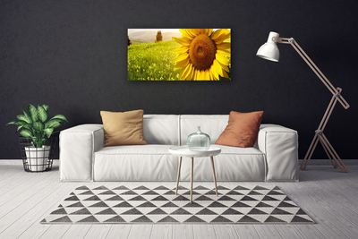 Canvas Wall art Sunflower floral yellow brown