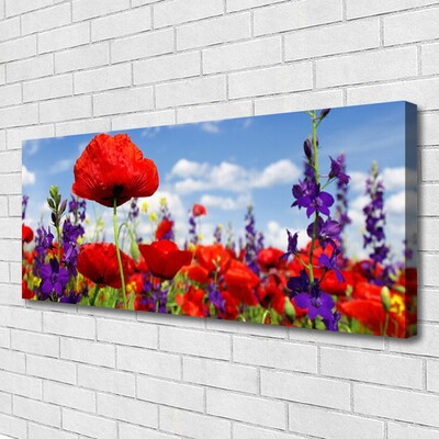 Canvas Wall art Flowers floral red purple