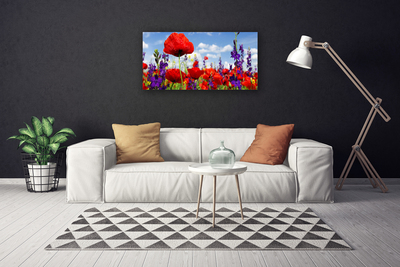 Canvas Wall art Flowers floral red purple