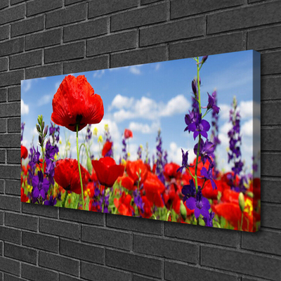 Canvas Wall art Flowers floral red purple