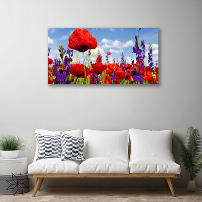 Canvas Wall art Flowers floral red purple