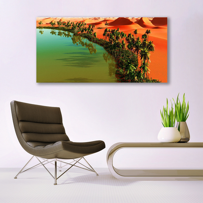 Canvas Wall art Bay trees desert landscape green yellow