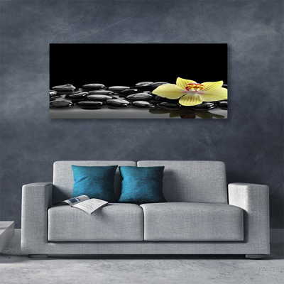 Canvas Wall art Flower stones kitchen yellow black